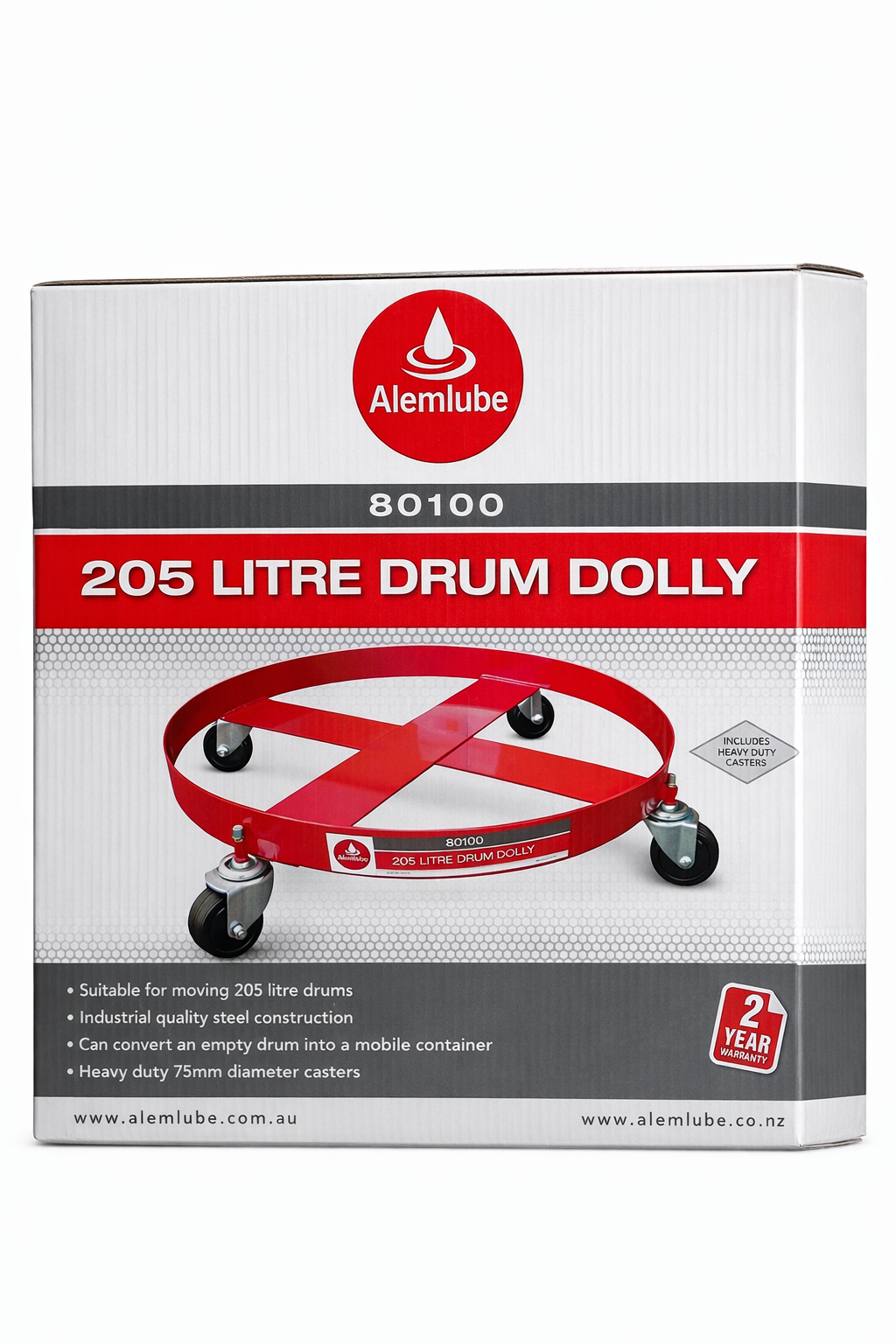 ALEMLUBE 205L 4 WHEEL DRUM DOLLY