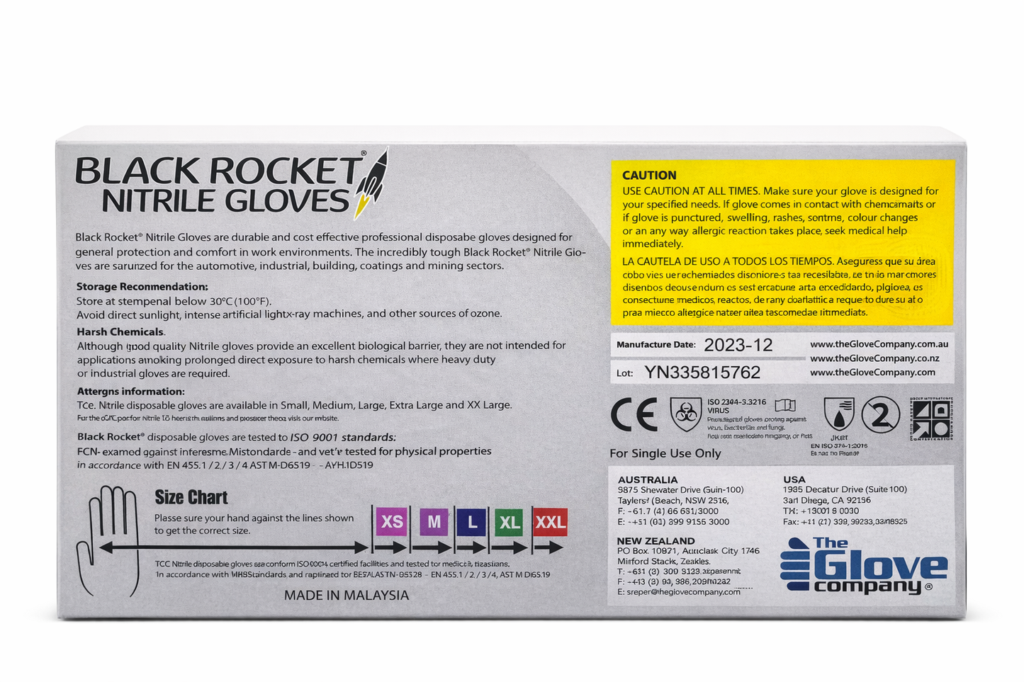 BLACK ROCKET NITRILE GLOVES HEAVY DUTY / PACK 100