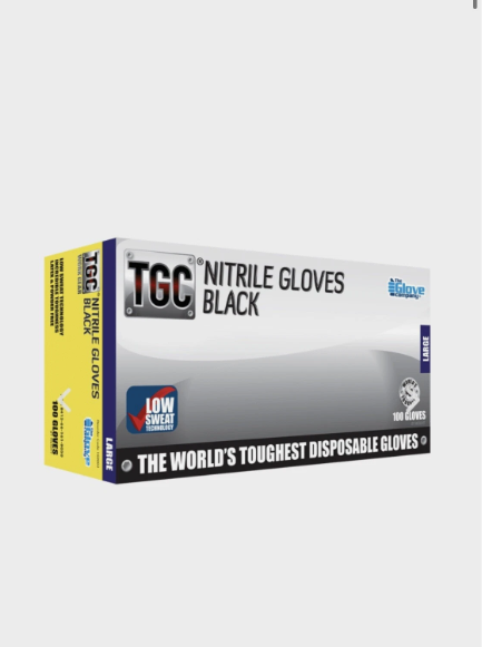 TGC NITRILE GLOVES BLACK / PACK-100 GLOVES